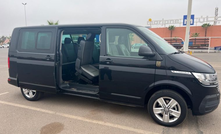 Volkswagen Caravelle T6.1 premium minivan with chauffeur service in Morocco, spacious 7-seater for luxury tours